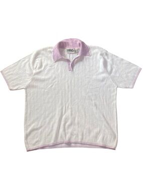 Northern Reflection Cotton Ramie Blend Polo  Collared Knit Top